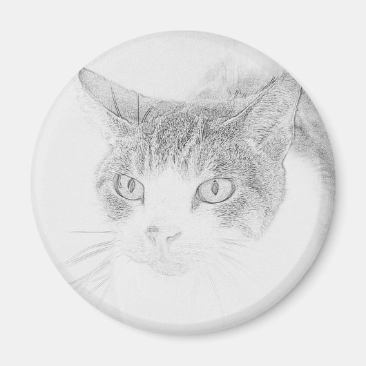 Niedliches Cat Face Sketch Magnet (Vorne)