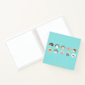 Niedliches Cat Faces Blue Spiral Notebook mit Name Notizblock (Innenseite)