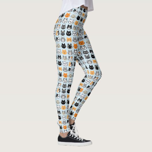 Niedliches Cat Faces Muster | Coole Cat Lover-Legg Leggings (Rechts)