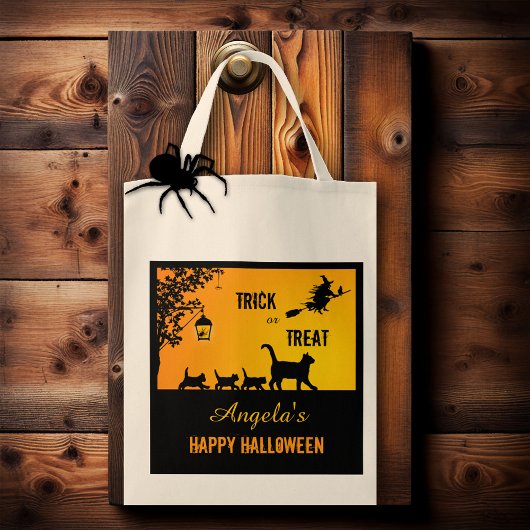 Niedliches Cat Family Halloween Leckereien Bag Tragetasche