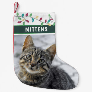 Niedliches Cat Foto Kleiner Weihnachtsstrumpf