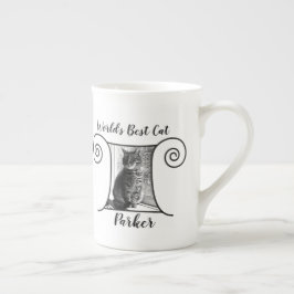 Niedliches Cat-Foto mit boho Stil und Text Porzellantasse