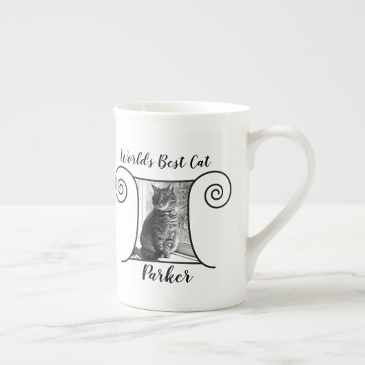 Niedliches Cat-Foto mit boho Stil und Text Porzellantasse (Rechts)