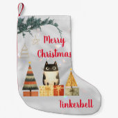 Niedliches Cat Foto Monogram Typografie Weihnachts Kleiner Weihnachtsstrumpf (Vorderseite)