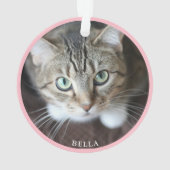 Niedliches Cat Foto Rosa Ornament (Rückseite)