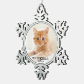 Niedliches Cat-Foto Schneeflocken Zinn-Ornament (Rechts)