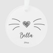 Niedliches Cat Foto Weißer Ornament Whiskers (Vorderseite)