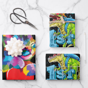 Niedliches Cat Geschenk für Kitten Liebhaber Farbe Geschenkpapier Set