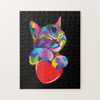 Niedliches Cat Geschenk für Kitten Liebhaber Farbe Puzzle