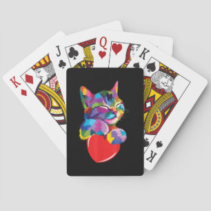 Niedliches Cat Geschenk für Kitten Liebhaber Farbe Spielkarten
