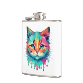 Niedliches Cat-Gesicht - mehrfarbiges Design-89059 Flachmann (Links)