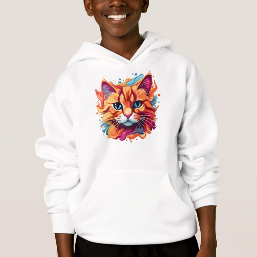 Niedliches Cat-Gesicht - mehrfarbiges Design Hoodie (Vorderseite)