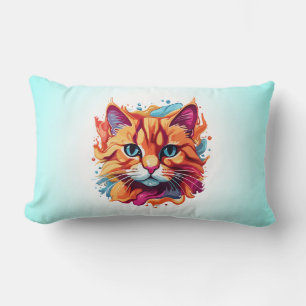 Niedliches Cat-Gesicht - mehrfarbiges Design Lendenkissen