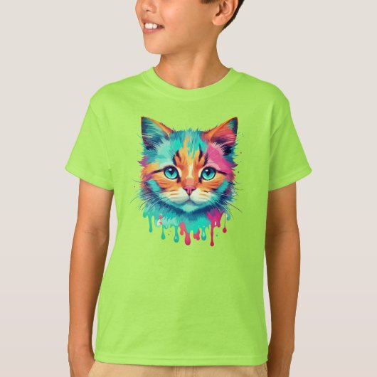 Niedliches Cat-Gesicht - mehrfarbiges Design T-Shirt (Vorderseite)