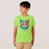 Niedliches Cat-Gesicht - mehrfarbiges Design T-Shirt (Vorne ganz)