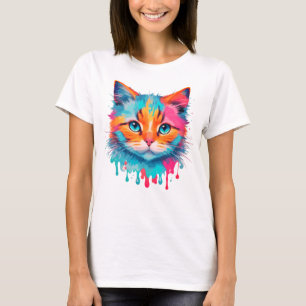 Niedliches Cat-Gesicht - mehrfarbiges Design T-Shirt