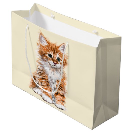 Niedliches Cat Gift Bag Große Geschenktüte (Vorderseite Schrägansicht)