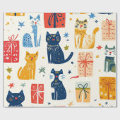 Niedliches Cat Gift Wrapping Paper - Feierliche Fe Geschenkpapier (Flach)