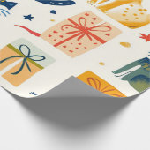 Niedliches Cat Gift Wrapping Paper - Feierliche Fe Geschenkpapier (Ecke)