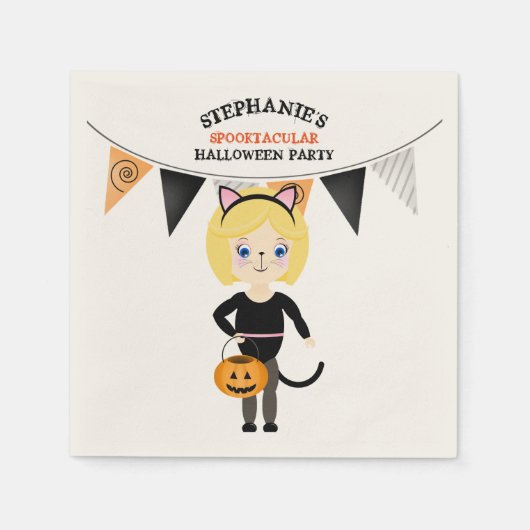 Niedliches Cat-Halloween-Party Serviette (Vorderseite)
