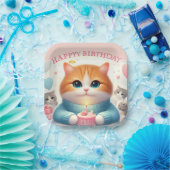 Niedliches Cat Happy Birthday Paper Plate Pappteller (Party)