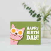 Niedliches Cat Happy Birthday Postcard Postkarte (Stehend Vorderseite)