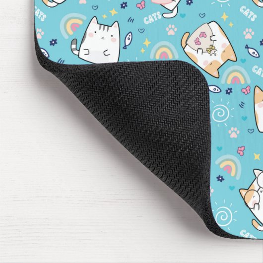 Niedliches Cat Heart Light Blue Mouse Pad Mousepad (Ecke)