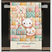 Niedliches Cat House Quilt Patchwork Pastel Indivi Geschirrtuch