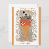 Niedliches Cat Ice Cream Cone Happy Summer Postkarte (Vorne/Hinten)