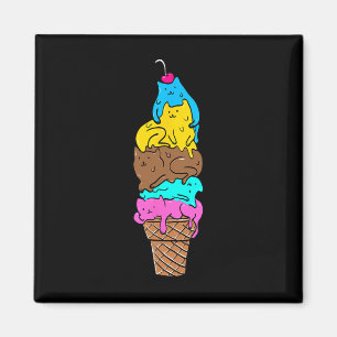 Niedliches Cat Ice Cream - Kitty Cat Dessert Shirt Magnet