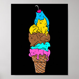Niedliches Cat Ice Cream - Kitty Cat Dessert Shirt Poster