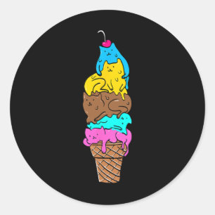 Niedliches Cat Ice Cream - Kitty Cat Dessert Shirt Runder Aufkleber