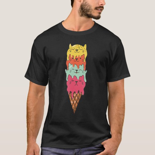 Niedliches Cat Ice Creme Cat Dessert Cat T-Shirt (Vorderseite)