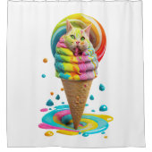 Niedliches Cat Ice Creme Cone farbig Duschvorhang (Vorderseite)