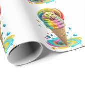 Niedliches Cat Ice Creme Cone farbig Geschenkpapier (Rolleneckpunkt)