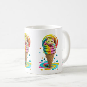 Niedliches Cat Ice Creme Cone farbig Kaffeetasse