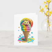 Niedliches Cat Ice Creme Cone farbig Karte (Gelbe Blume)