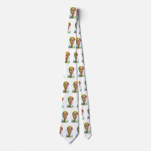 Niedliches Cat Ice Creme Cone farbig Krawatte (Vorderseite)