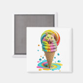 Niedliches Cat Ice Creme Cone farbig Magnet (Vorderseite/Rückseite)