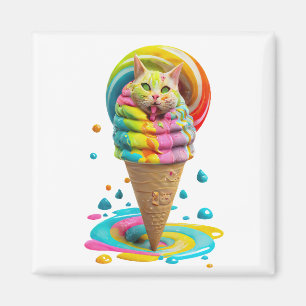 Niedliches Cat Ice Creme Cone farbig Magnet