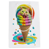 Niedliches Cat Ice Creme Cone farbig Mittlere Geschenktüte (Vorderseite)
