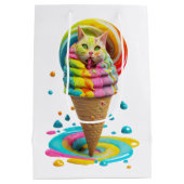 Niedliches Cat Ice Creme Cone farbig Mittlere Geschenktüte (Rückseite)