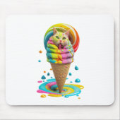 Niedliches Cat Ice Creme Cone farbig Mousepad (Vorne)