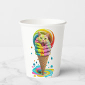 Niedliches Cat Ice Creme Cone farbig Pappbecher (Rückseite)
