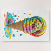 Niedliches Cat Ice Creme Cone farbig Puzzle (Horizontal)