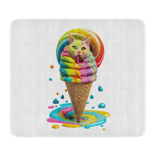 Niedliches Cat Ice Creme Cone farbig Schneidebrett (Vorderseite)