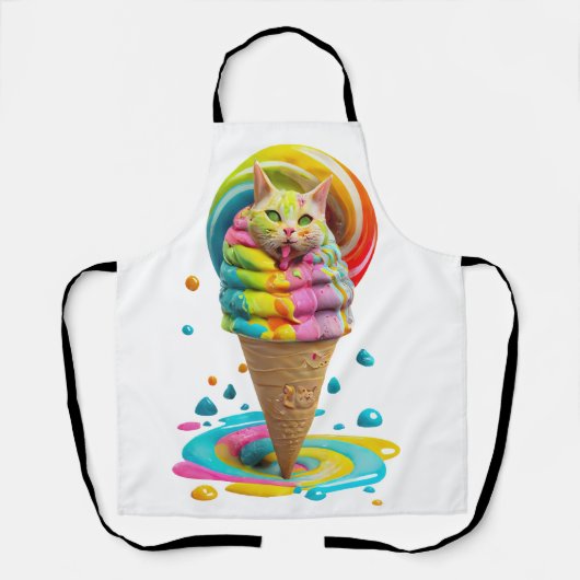 Niedliches Cat Ice Creme Cone farbig Schürze (Vorderseite)