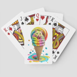 Niedliches Cat Ice Creme Cone farbig Spielkarten