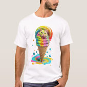 Niedliches Cat Ice Creme Cone farbig T-Shirt (Vorderseite)