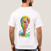 Niedliches Cat Ice Creme Cone farbig T-Shirt (Rückseite)